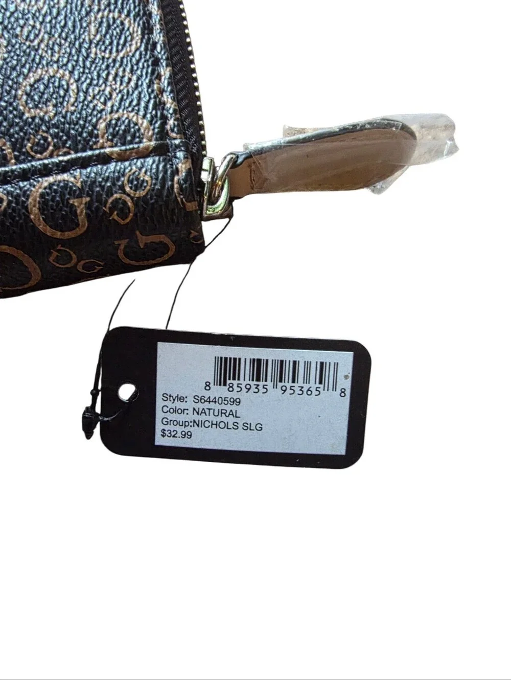 Guess Womens Wallet Logo Black Beige Zip Around nwt